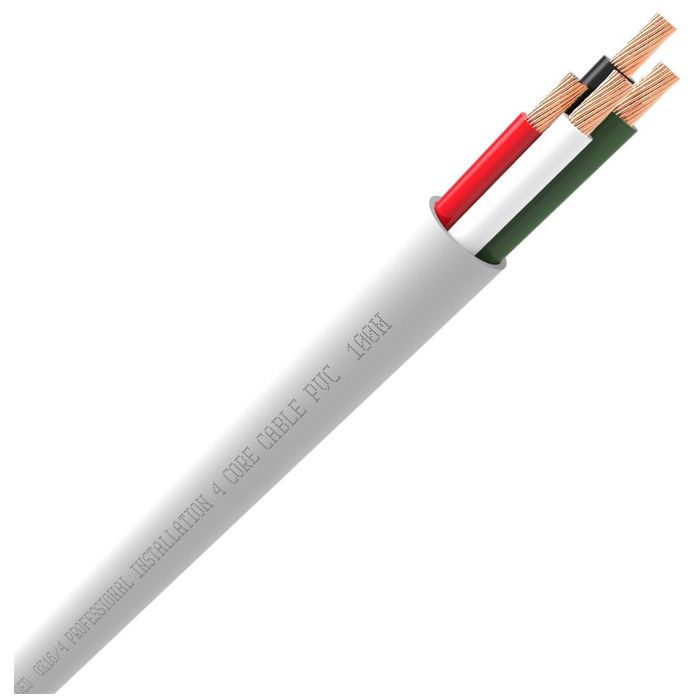 QED QX16/4 Flame Retardent PVC White 4-Core Speaker Cable - Per Metre