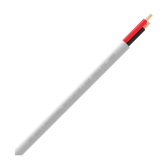 QED QX16/2 Flame Retardent PVC White 2-Core Speaker Cable - Per Metre