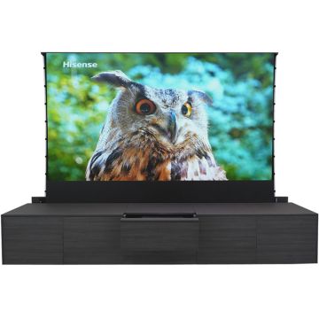 AV Motion Cabinet with 120” Grandview and HiSense UST 4K Projector